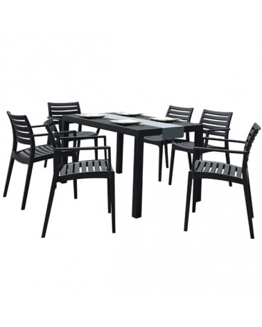 Σετ Τραπέζι Ares 140x80cm Με 6 Πολυθρόνες Artemis Black