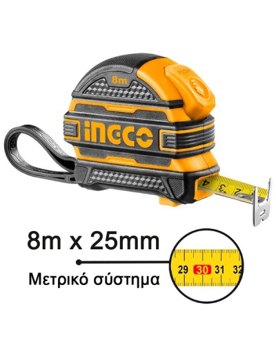 Μετροταινία Με Διπλό Στοπ 8m x 25mm HSMT08825-1 Ingco