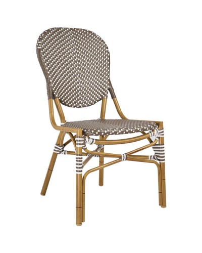Parisian-C Καρέκλα Αλουμινίου Με Συνθετικό Rattan Λευκό Μόκα 51x62x95cm