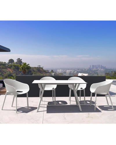 Σετ Τραπέζι Max 140x80x74cm Με 4 Πολυθρόνες Sky Pro White