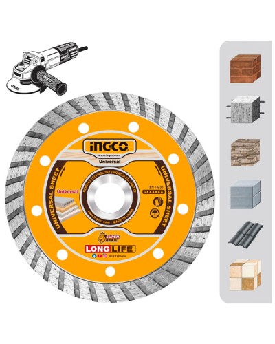 Διαμαντόδισκος Δομικών Υλικών Turbo 115x7.5mm DMD031152 Ingco