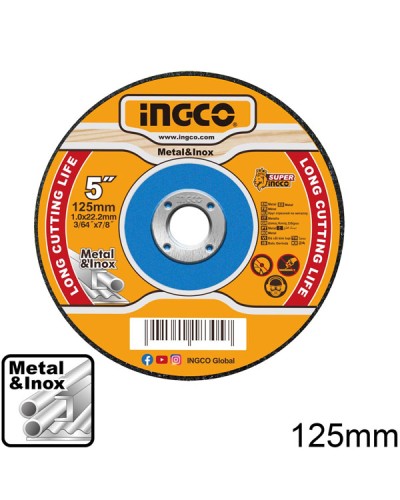 Δίσκοι Κοπής Σιδήρου Inox 125mm x 1.0mm MCD101251 Ingco