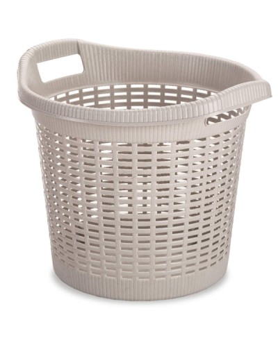 Καλάθι Ρούχων Rattan Style 28lt Taupe 43.5x39.5x35cm