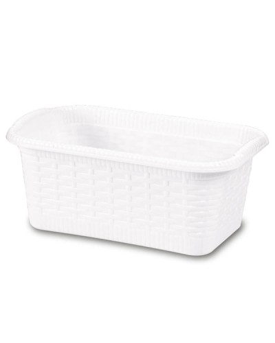 Καλάθι Πολλαπλών Χρήσεων Rattan Style Ορθογώνιο Λευκό 2lt 24x15x10cm