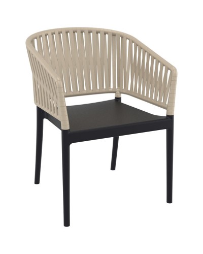 Portofino Πολυθρόνα Πολυπροπυλενίου 58x58x80cm Black Taupe