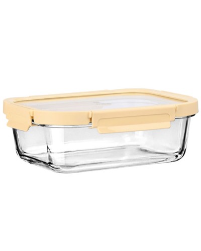 Φαγητοδοχείο Click Seal Γυάλινο 1520ml 23.5x17.8x7.6cm Με Καπάκι Πλαστικό Ivory
