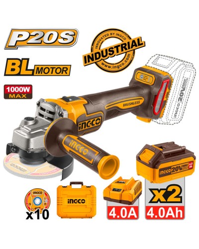 Γωνιακός Τροχός Μπαταρίας 115mm 20V Li-Ion CAGLI271532 Ingco