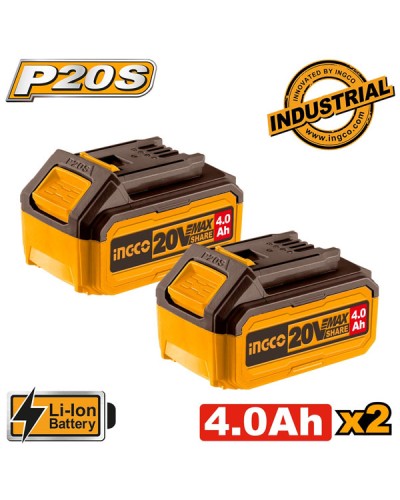 Μπαταρίες 20V 4.0Ah Li-Ion Σετ 2 Τεμαχίων COSLI240312E Ingco