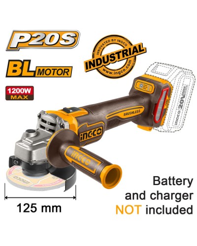Γωνιακός Τροχός Μπαταρίας 125mm 20V Li-Ion SOLO CAGLI221253 Ingco