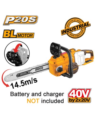 Αλυσοπρίονο Μπαταρίας 2x20V Li-Ion 40cm Λάμα SOLO CGSLI40168 Ingco